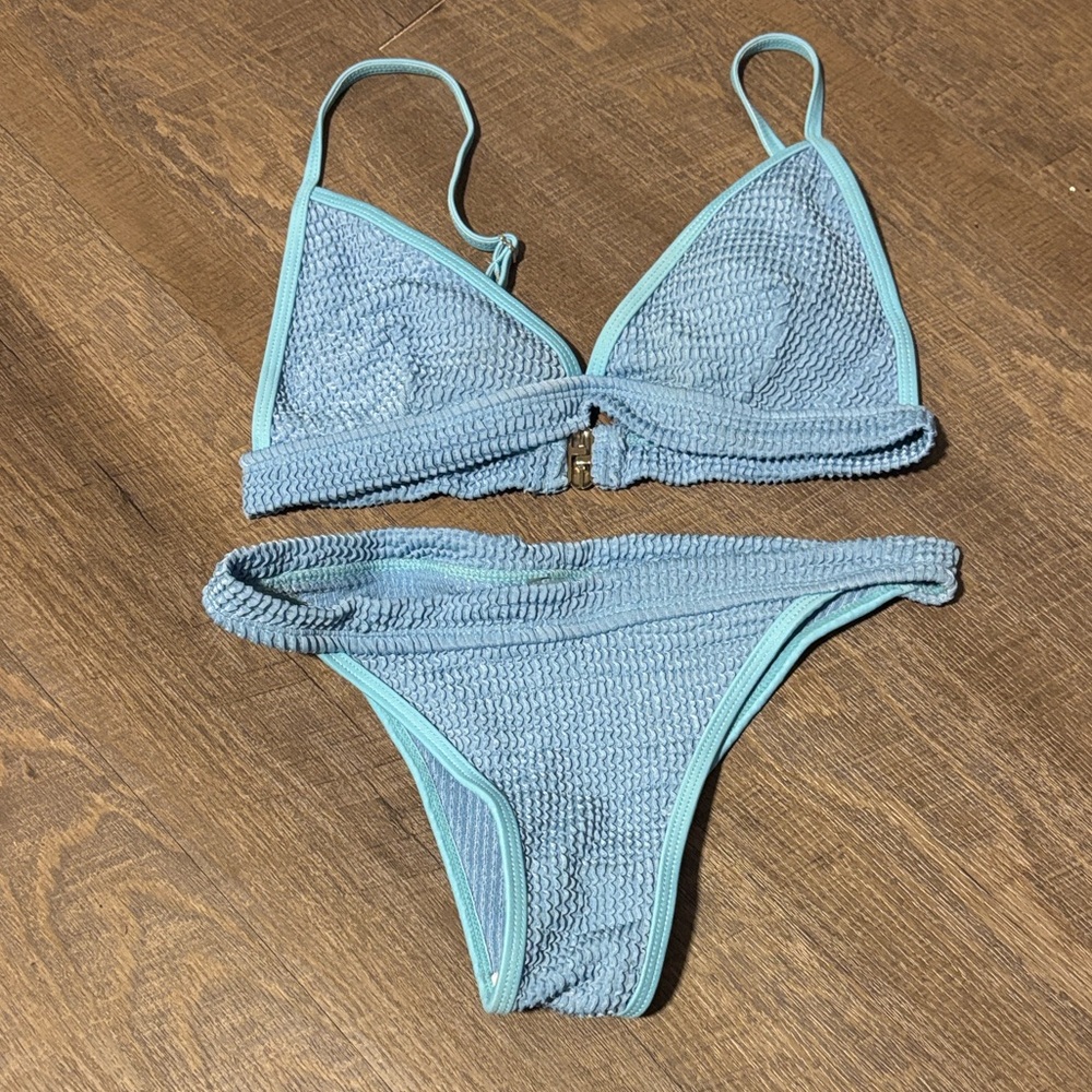 SHEIN Light Blue Textured Bikini